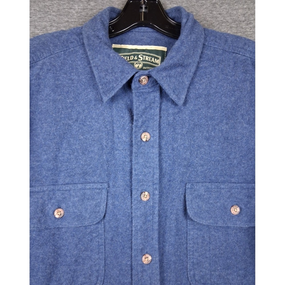 Field And Stream Mens Shirt Large Blue Flannel Button Up Work Heavy Gorp Shacket